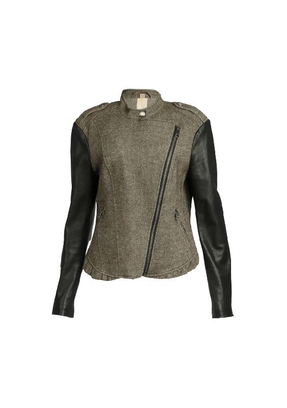 JACKET WITH LEATHER SLEEVE 40