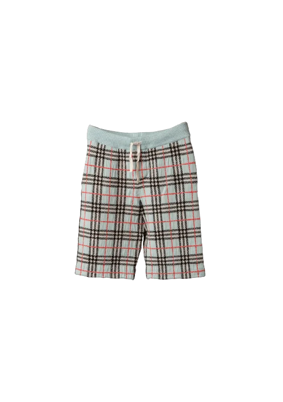 KID'S CHECK WOOL JACQUARD SHORTS 14Y