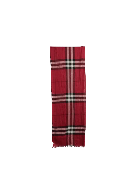 LIGHTWEIGHT CHECK WOOL SILK SCARF