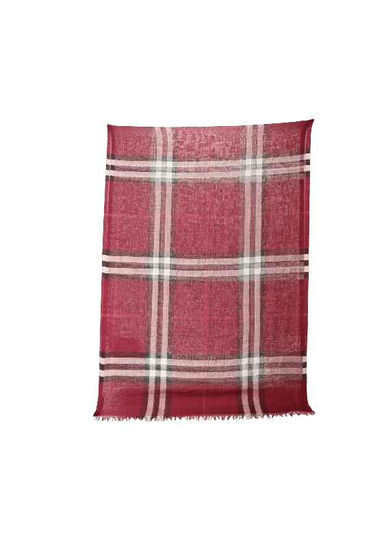 LIGHTWEIGHT CHECK WOOL SILK SCARF