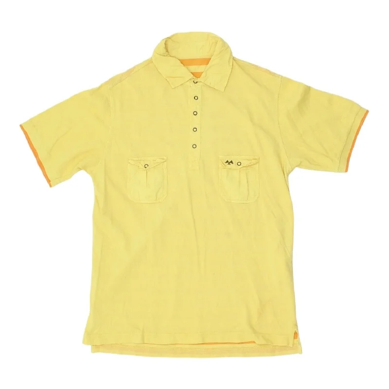 Thomas Burberry Mens Yellow Popper Polo Shirt | Vintage High End Designer VTG