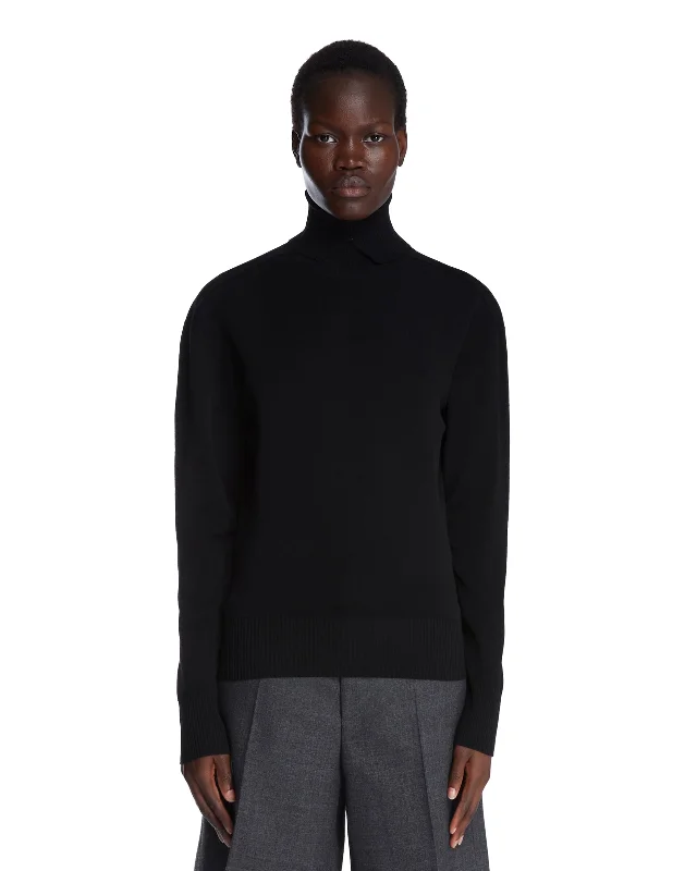 Black High-Neck Wool Sweater