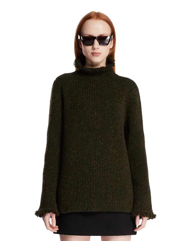 Green Ribbed Wool Sweater