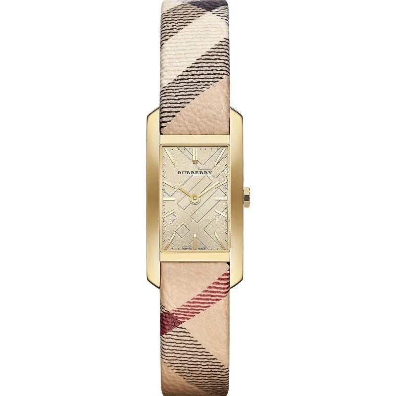 Burberry BU9509 Ladies The Pioneer Check Yellow Gold Watch