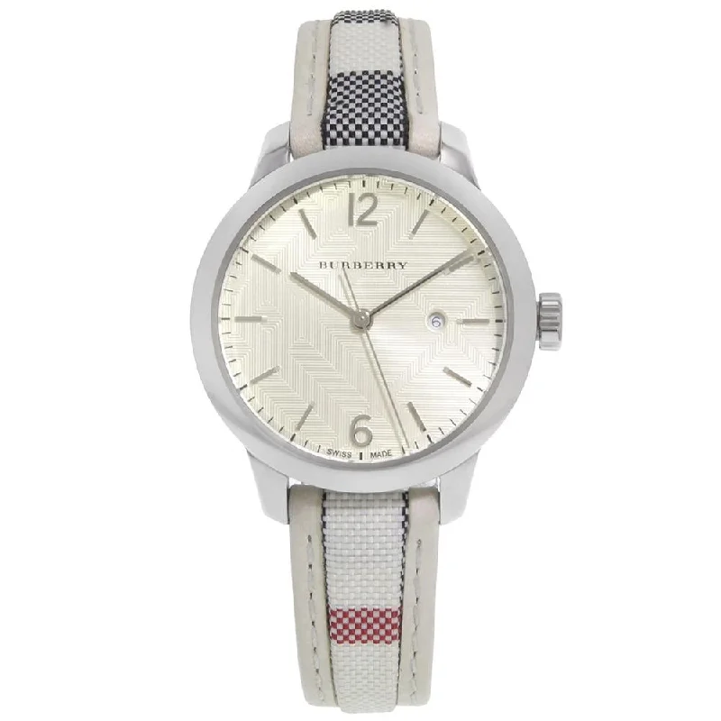 Burberry BU10113 Ladies Silver Burberry Pattern 32mm Watch